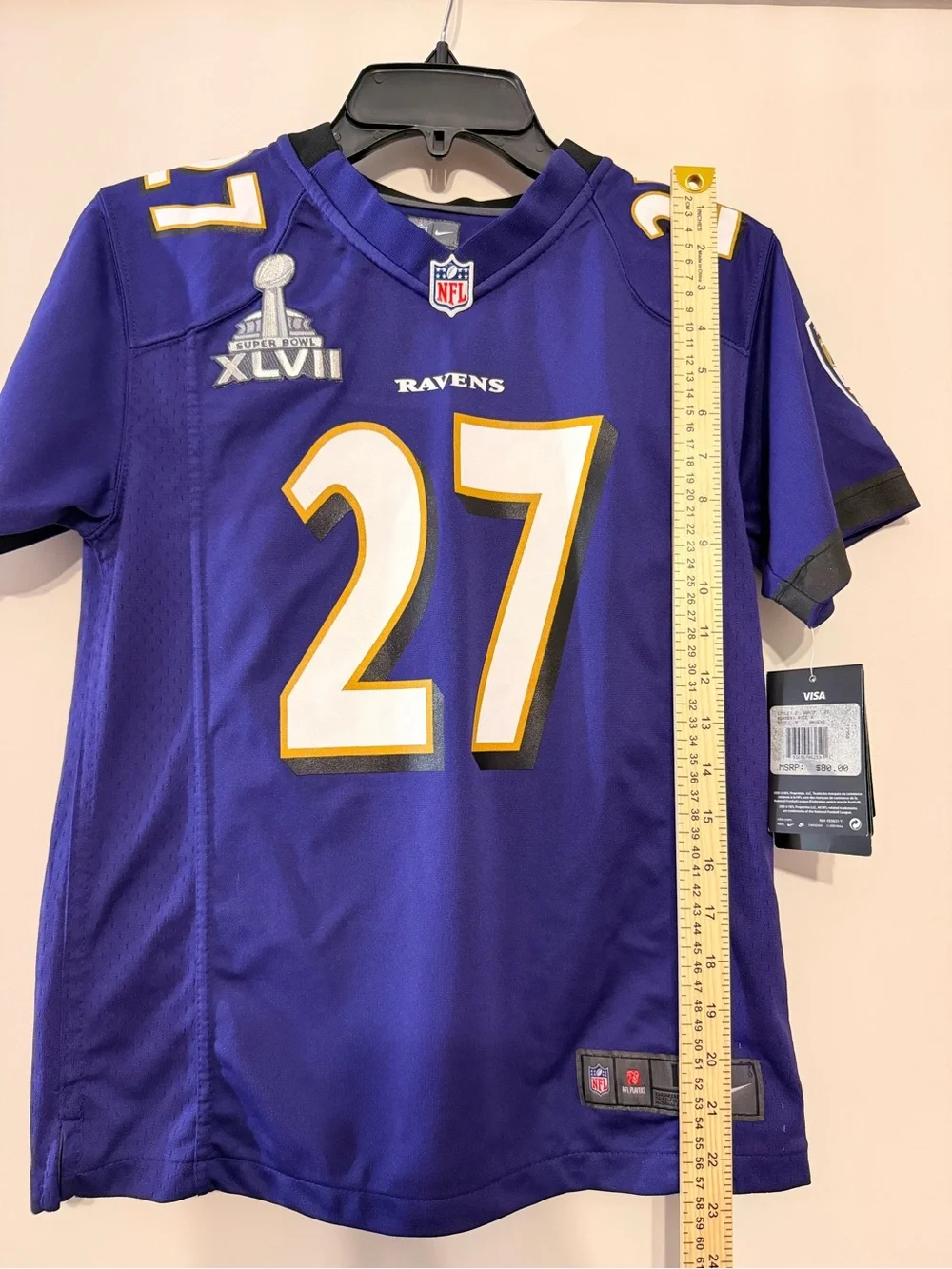 Nike Baltimore Ravens Youth Size M Purple and Gold #27 Football Jersey